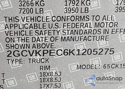 2019 Chevrolet Silverado 1500 Ld Lt z USA, uszkodzony, nr VIN 2GCVKPEC6K1205275